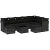Image de vidaXL Salon de Jardin avec Coussins 10 pcs, Canapés de Patio, Ensemble de Meubles, Mobilier de Terrasse Extérieur, Noir Résine Tressée