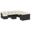 Image de vidaXL Salon de Jardin avec Coussins 12 pcs, Canapés avec Pieds Réglables, Ensemble de Meubles d'Extérieur Patio Terrasse, Moderne, Noir Résine Tressée