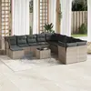 Image de vidaXL Salon de jardin avec coussins 12 pcs gris résine tressée