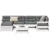 Image de vidaXL Salon de jardin 7 pcs blanc bois de pin massif