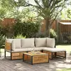 Image de vidaXL Salon de jardin avec coussins 5 pcs Bois d'acacia solide