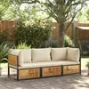 Image de vidaXL Salon de jardin avec coussins 3 pcs bois massif d'acacia