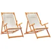 Image de vidaXL Lot de 2 Chaises de Plage Pliables, Sièges de Terrasse, Chaises de Balcon, Meubles de Patio Camping Jardin Extérieur, Crème Tissu