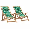 Image de Chaises de plage pliantes lot de 2 tissu et bois massif
