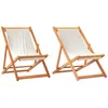 Image de vidaXL Lot de 2 Chaises de Plage Pliables, Sièges de Terrasse, Chaises de Balcon, Meubles de Patio Camping Jardin Extérieur, Blanc Crème Tissu