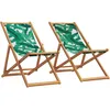 Image de vidaXL Chaises de Plage Pliantes Lot de 2 Tissu et Bois Massif, Chaise Longue, Chaise d'extérieur, siège d'extérieur, Chaise de Camping