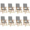 Image de vidaXL Chaises inclinables de Jardin Lot de 8 Noir rotin Bois Massif, siège de Jardin, Chaise de Patio, Chaise à Manger de Jardin, siège d’extérieur