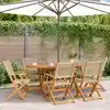 Image de vidaXL Chaises de jardin pliantes lot de 6 beige rotin et bois massif