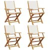 Image de vidaXL Chaises de Jardin Pliantes Lot de 4 Tissu et Bois Massif, siège de Jardin, Chaise de Patio, Chaise à Manger de Jardin, siège d’extérieur