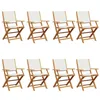 Image de vidaXL Chaises de Jardin Pliantes Lot de 8 Tissu et Bois Massif, siège de Jardin, Chaise de Patio, Chaise à Manger de Jardin, siège d’extérieur