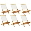 Image de vidaXL Chaises de Jardin Pliantes Lot de 6 Tissu et Bois Massif, siège de Jardin, Chaise de Patio, Chaise à Manger de Jardin, siège d’extérieur