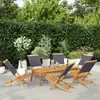 Image de vidaXL Chaises de jardin pliantes lot de 6 tissu et bois massif
