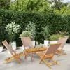 Image de vidaXL Chaises de jardin pliantes lot de 4 taupe tissu et bois massif