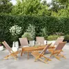 Image de vidaXL Chaises de jardin pliantes lot de 6 taupe tissu et bois massif