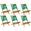 Image de vidaXL Chaises de Jardin Pliantes Lot de 6 Vert Tissu et Bois Massif, siège de Jardin, Chaise de Patio, Chaise à Manger de Jardin, siège d’extérieur