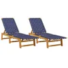 Image de vidaXL Chaises Longues Lot de 2 Bleu Bois d'acacia Solide et Tissu