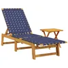 Image de vidaXL Chaises Longues et Table Bleu foncé Bois d'acacia Solide Tissu