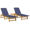 Image de vidaXL Chaises Longues Lot de 2 et Table Bleu foncé Bois Massif Acacia