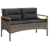 Image de vidaXL Banc de Jardin avec Coussins 116x62,5x74 cm Gris résine tressée, Banc d'extérieur, Banc de Patio, siège d'extérieur, Banc de Parc