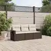 Image de vidaXL Salon de jardin avec coussins 3 pcs marron résine tressée