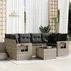 Image de vidaXL Salon de jardin avec coussins 7 pcs gris résine tressée
