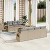 Image de vidaXL Salon de jardin avec coussins 8 pcs beige résine tressée
