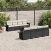 Image de vidaXL Salon de jardin 9 pcs avec coussins noir résine tressée