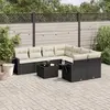 Image de vidaXL Salon de jardin 9 pcs avec coussins noir résine tressée