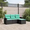 Image de vidaXL Salon de jardin 4 pcs avec coussins noir résine tressée