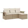 Image de vidaXL Salon de Jardin avec Coussins 4 pcs, Canapés de Terrasse, Ensemble de Meubles de Patio, Mobilier d'Extérieur, Beige Résine Tressée