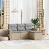 Image de vidaXL Salon de jardin avec coussins 4 pcs beige résine tressée