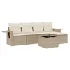 Image de vidaXL Salon de Jardin avec Coussins 6 pcs, Canapés de Terrasse, Ensemble de Meubles de Patio, Mobilier d'Extérieur, Beige Résine Tressée