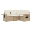 Image de vidaXL Salon de Jardin avec Coussins 4 pcs Beige résine tressée