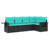 Image de vidaXL Salon de Jardin 5 pcs avec Coussins Noir résine tressée