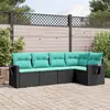 Image de vidaXL Salon de jardin 5 pcs avec coussins noir résine tressée