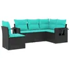 Image de vidaXL Salon de Jardin 5 pcs avec Coussins Noir résine tressée