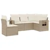 Image de vidaXL Salon de Jardin avec Coussins 5 pcs, Canapés de Terrasse, Ensemble de Meubles de Patio, Mobilier d'Extérieur, Beige Résine Tressée