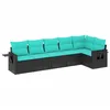 Image de vidaXL Salon de Jardin 6 pcs avec Coussins Noir résine tressée