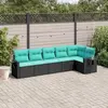 Image de vidaXL Salon de jardin 6 pcs avec coussins noir résine tressée