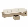 Image de vidaXL Salon de Jardin avec Coussins 7 pcs, Canapés de Terrasse, Ensemble de Meubles de Patio, Mobilier d'Extérieur, Beige Résine Tressée