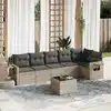 Image de vidaXL Salon de jardin avec coussins 7 pcs gris clair résine tressée