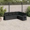 Image de vidaXL Salon de jardin 6 pcs avec coussins noir résine tressée