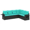 Image de vidaXL Salon de Jardin 6 pcs avec Coussins Noir résine tressée