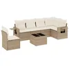 Image de vidaXL Salon de Jardin avec Coussins 7 pcs, Canapés de Terrasse, Ensemble de Meubles de Patio, Mobilier d'Extérieur, Beige Résine Tressée