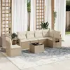 Image de vidaXL Salon de jardin avec coussins 7 pcs beige résine tressée