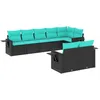 Image de vidaXL Salon de Jardin 8 pcs avec Coussins Noir résine tressée