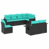 Image de vidaXL Salon de Jardin 8 pcs avec Coussins Noir résine tressée