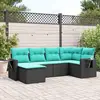 Image de vidaXL Salon de jardin 6 pcs avec coussins noir résine tressée