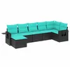 Image de vidaXL Salon de Jardin 7 pcs avec Coussins Noir résine tressée