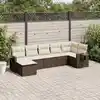 Image de vidaXL Salon de jardin avec coussins 7 pcs marron résine tressée